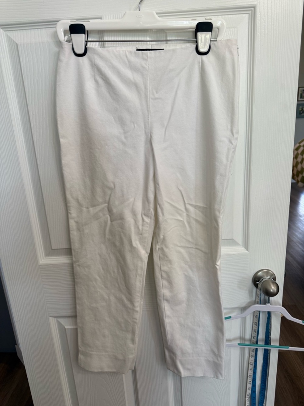 Lafayette 148 New York Cropped Lexington Pants Flat Front Side Zip White Size 6